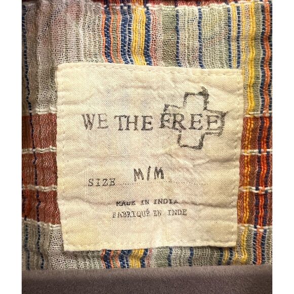 WE THE FREE Free People Multicolor Plaid Button Up Shirt Top Women's Size Medium - Picture 4 of 9